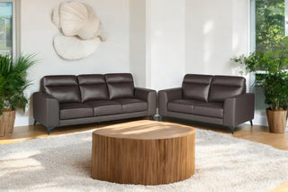 Duke Leather 3+2 Seat Sofa Set - Brown